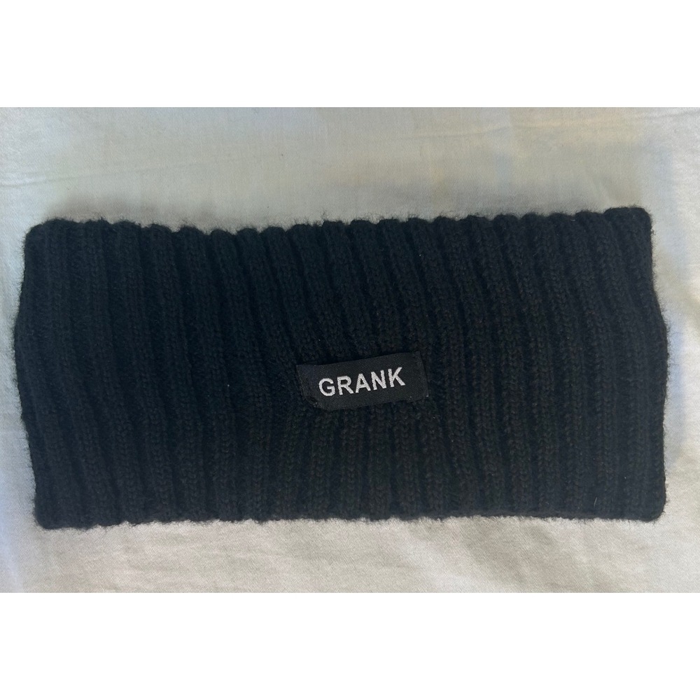 Grank Black Ribbed Knit Headband Ear Warmer Winter Gorpcore Goth Headband‎